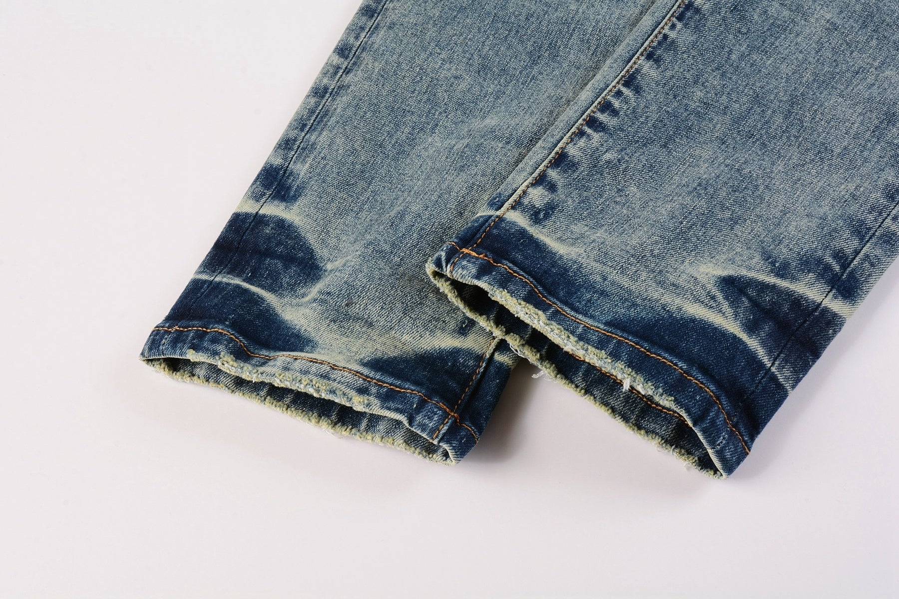 Men's Distressed Light Blue Patchwork Stretch Slim Fit Ripped Denim Jeans