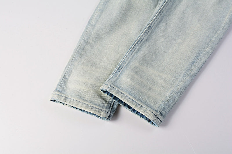 Men’s Light Wash Distressed Skinny Jeans - Streetwear Denim