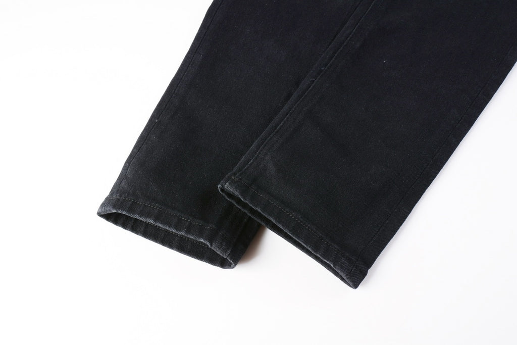 Men's Black Knee Slit Distressed Skinny Jeans - Stretch Denim