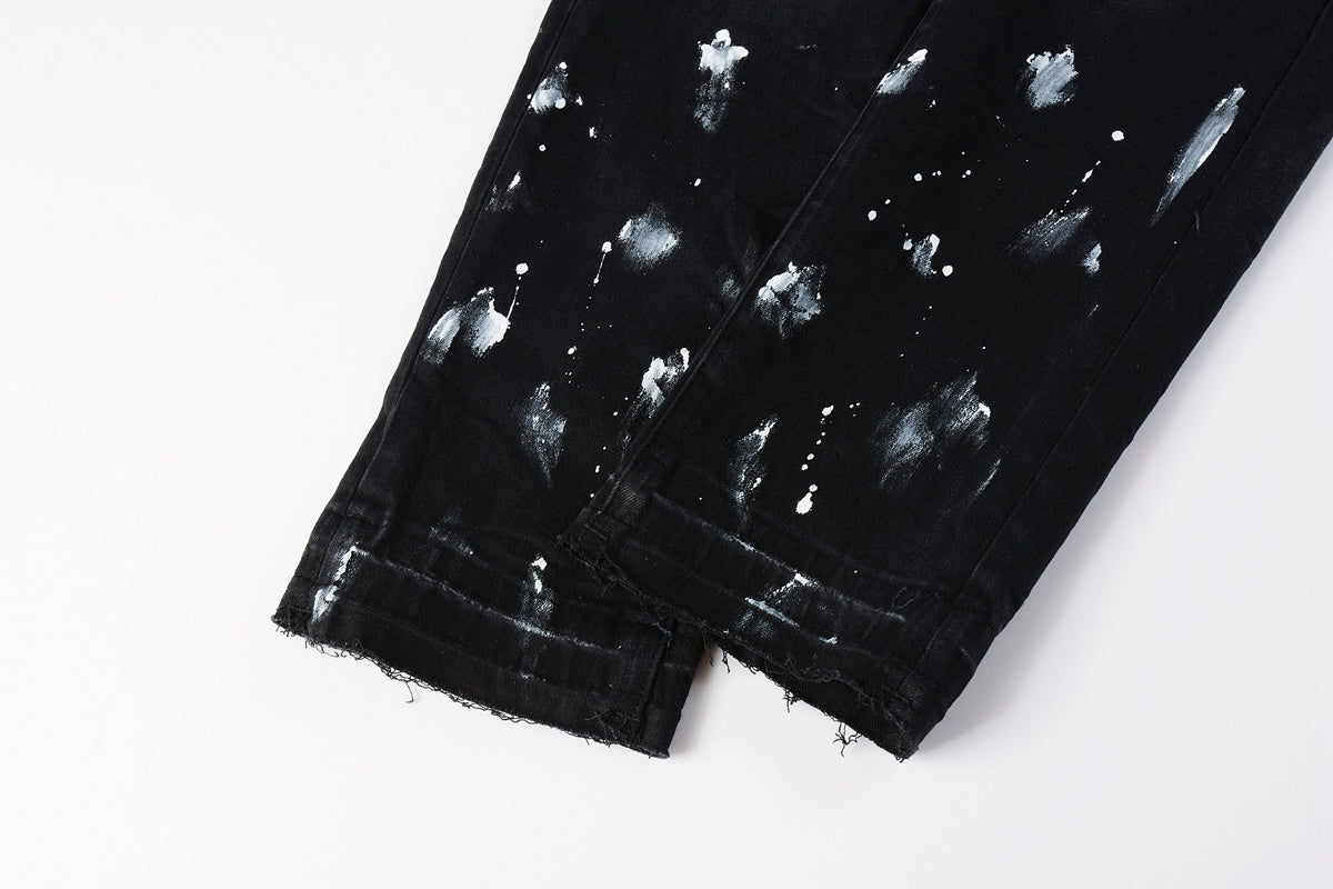 Street Style Slim Fit Ripped Denim Jeans For Men