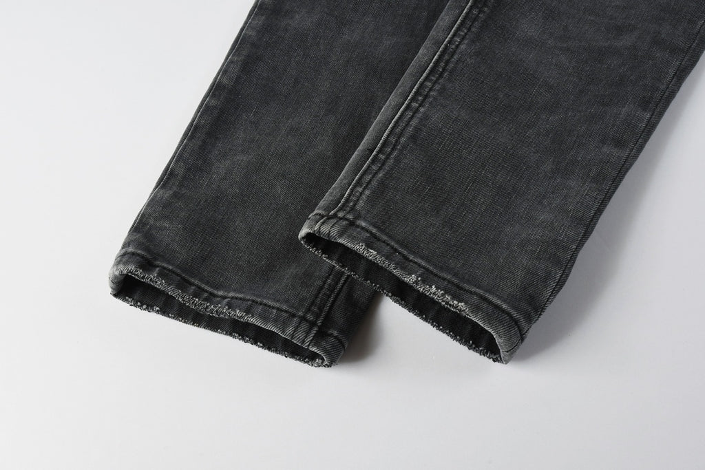 Men's Ksubi-Style Black Distressed Rhinestone Skinny Jeans