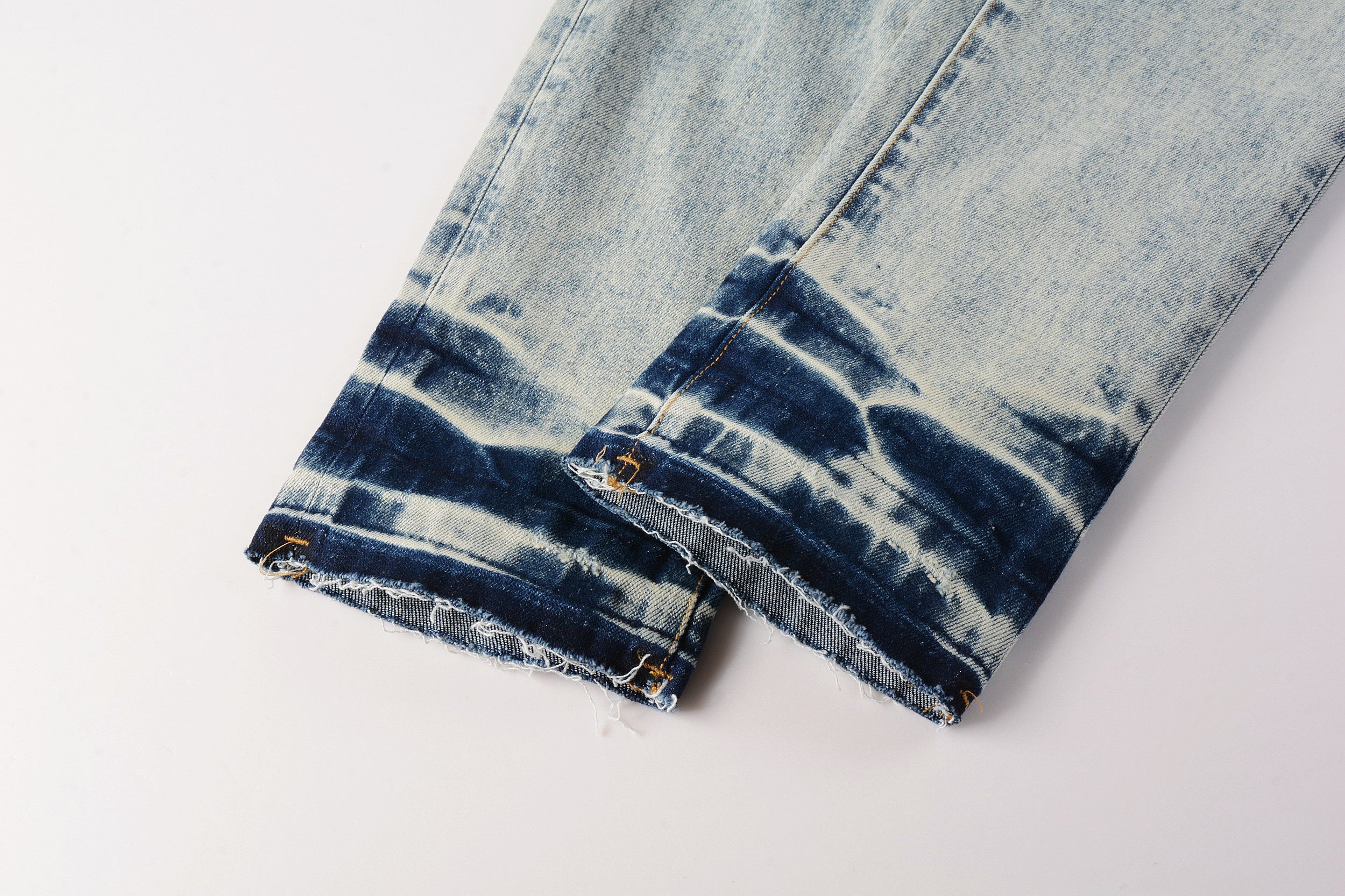 Men's Distressed Light Indigo Skinny Jeans with Ripped Holes & Button Fly