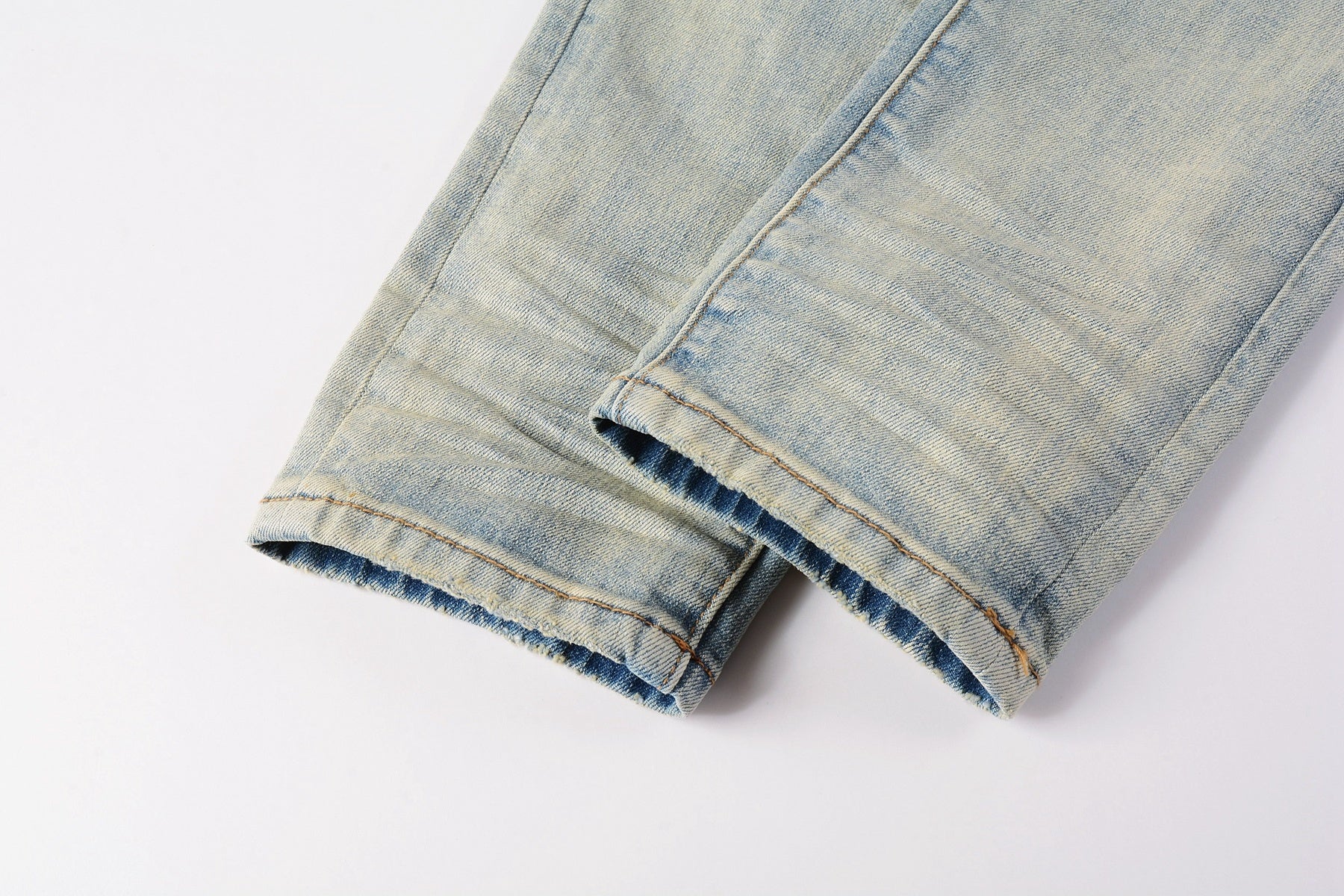 Men's High Street Distressed Blue Destroyed Hole Slim Fit Spray Paint Ripped Jeans