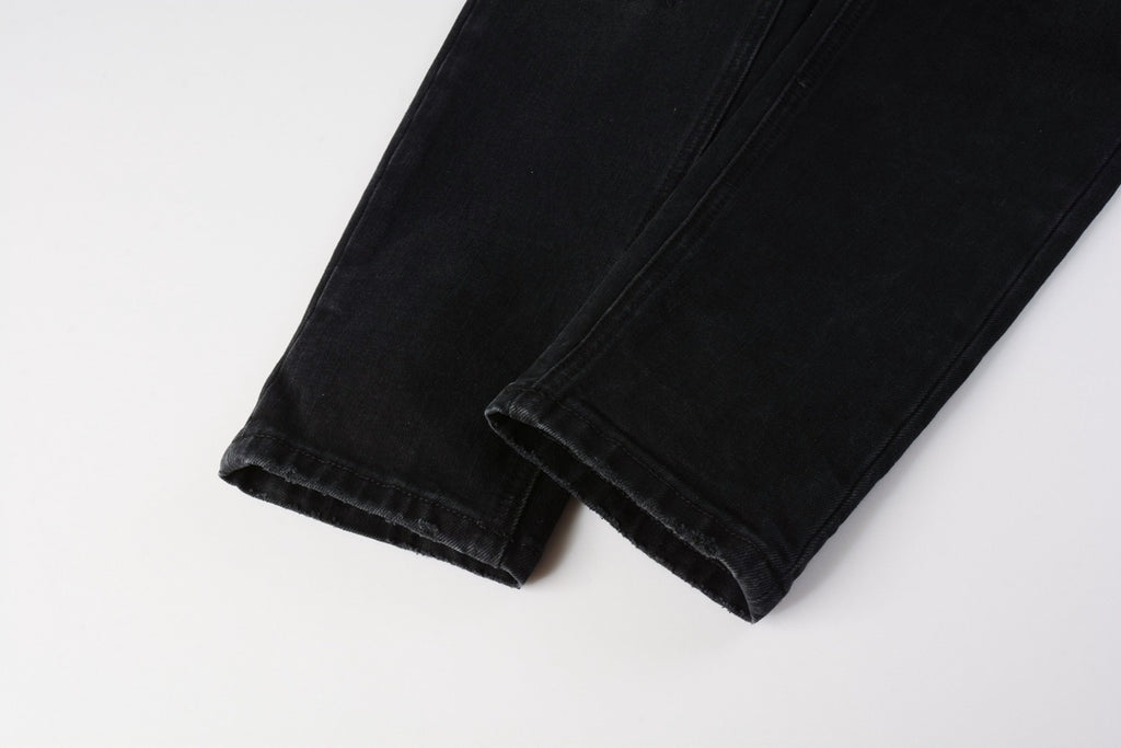 Men's Black Wash Cross-Studded Distressed Skinny Jeans - Stretch Denim