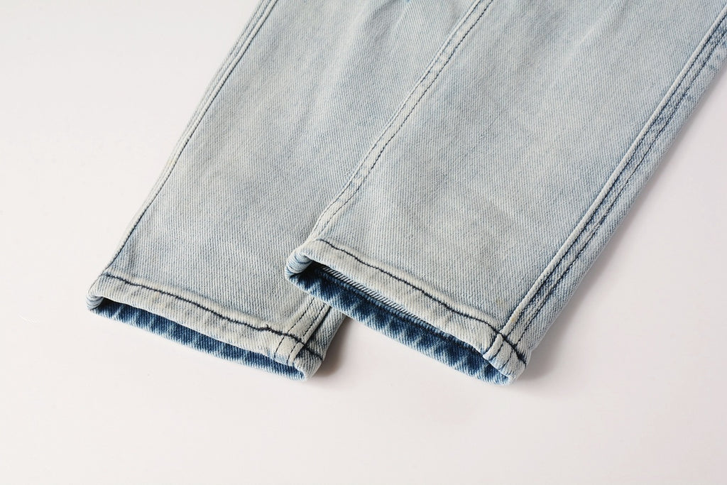 Men's Light Wash Distressed Skinny Jeans - Ripped Stretch Denim Pants