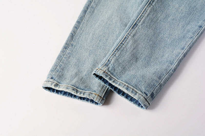 Men’s Light Blue Distressed Skinny Jeans - Ksubi Style Denim