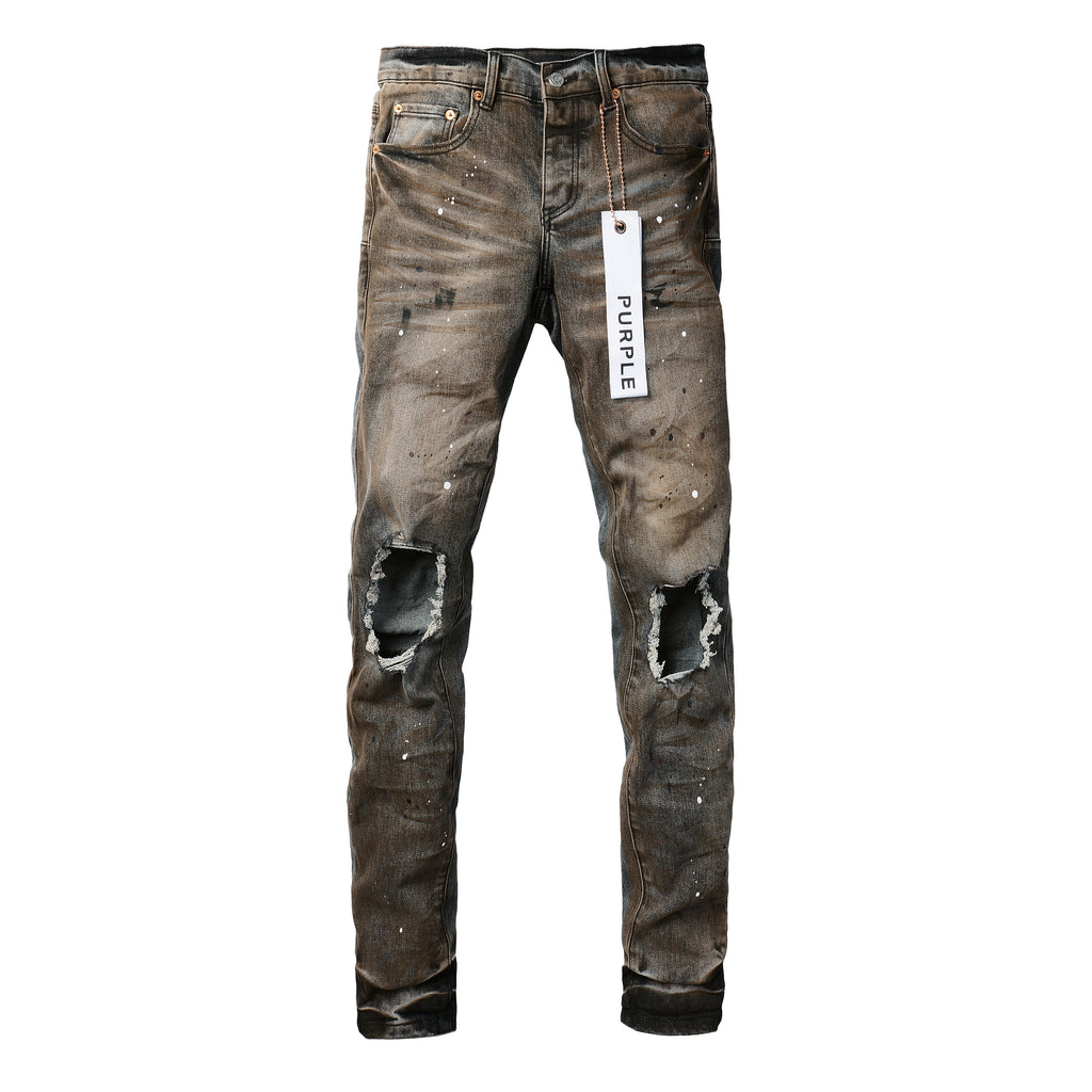 Men's Distressed Dirty Damaged Holes Stretch Slim Fit Ripped Jeans
