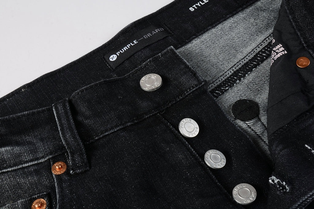 Men's High Street Distressed Black Gray Stretch Slim Fit Ripped Jeans