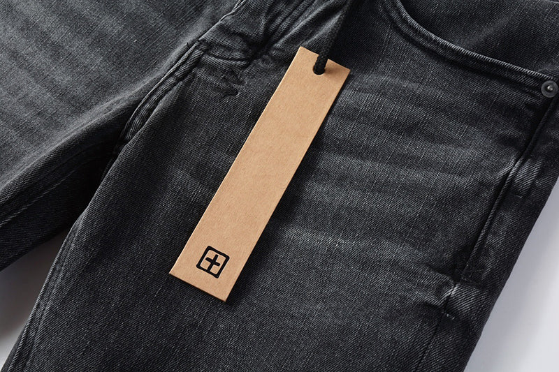 Men’s Ksubi Style Faded Black Washed Slim Fit Skinny Denim Jeans Streetwear