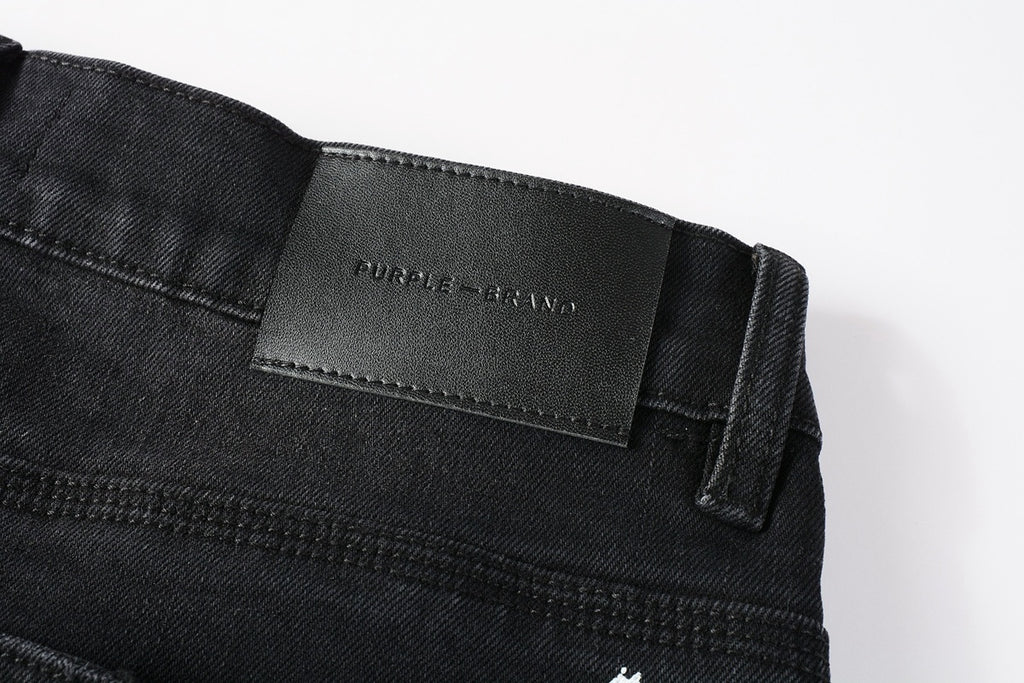 Men's Distressed Black Skinny Jeans with Graffiti Print, Ripped Holes & Button Fly