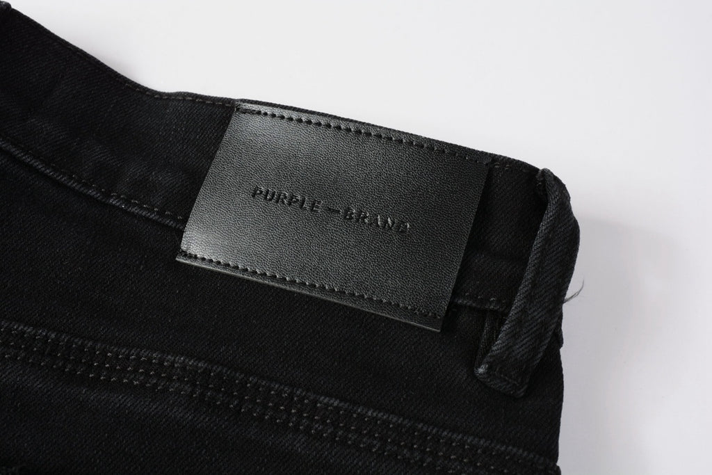 Men's Distressed Black Skinny Jeans with Ripped Holes & Button Fly