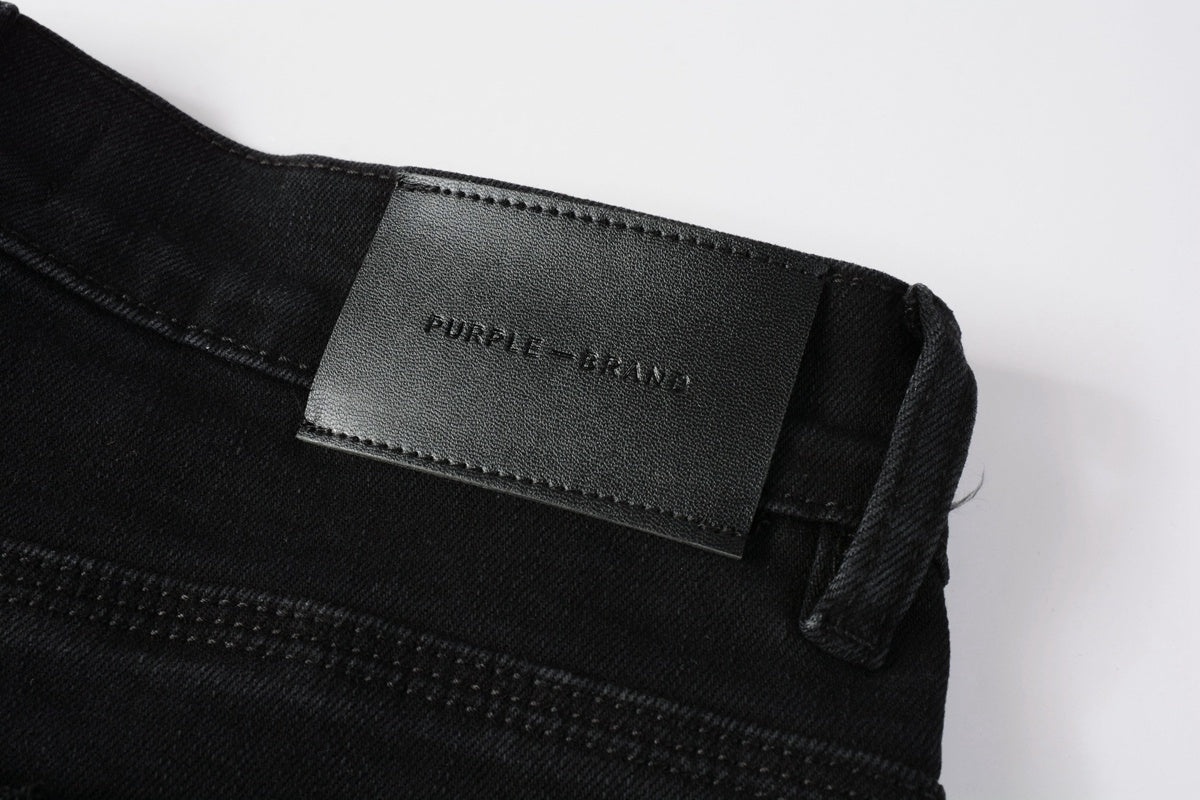 Men's Distressed Black Skinny Jeans with Ripped Holes & Button Fly